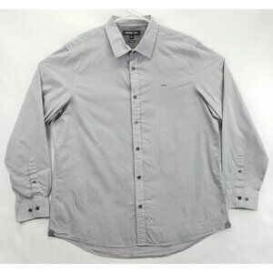 Michael Kors Shirt Mens XL Black White Check 100% Cotton Tailored Fit Button-Up